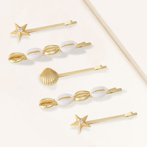 "Vacation Mode" Shells & Star Fish Hair Pin Set