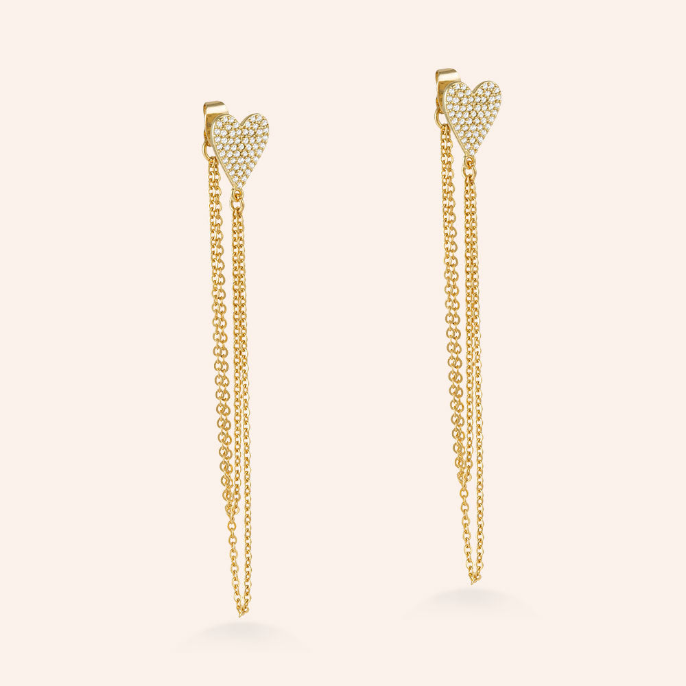 "Esme" 1.6CTW Pave Heart Front-Back Earrings