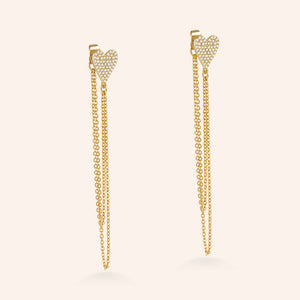 "Esme" 1.6CTW Pave Heart Front-Back Earrings