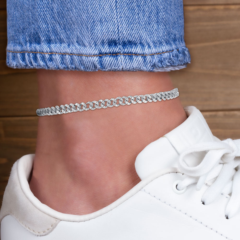 "True to You" 5.8CTW Pave Mini Curb Chain Anklet