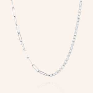 "Aurora" 4.8CTW Half Tennis & Clip Chain Necklace