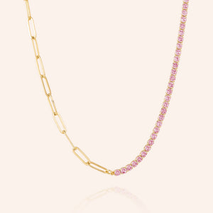 "Aurora" 4.8CTW Half Tennis & Clip Chain Necklace