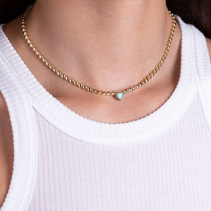 "Close to You" Bezel Set Turquoise Heart Statement Necklace