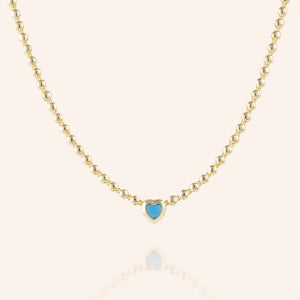 "Close to You" Bezel Set Turquoise Heart Statement Necklace