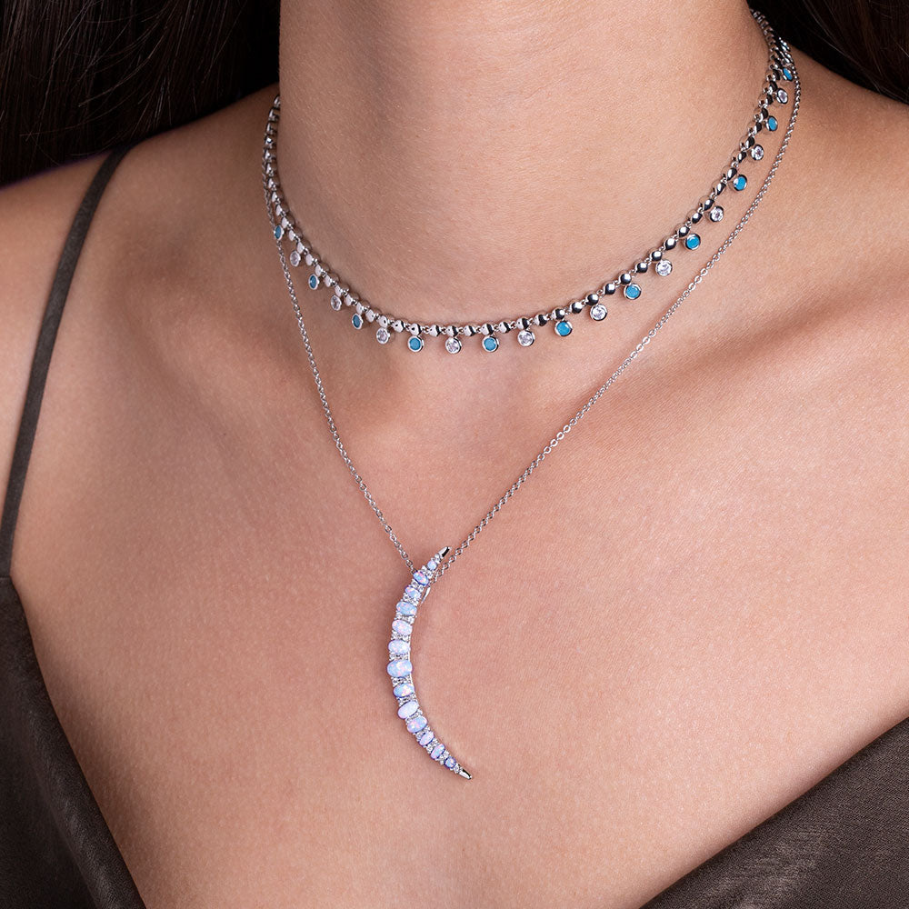 "Ipanema" 2.9CTW Bezel Set Station Statement Necklace
