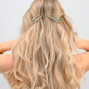 "Set me Free" 4.2CTW Turquoise & Enamel Hair Pin Set
