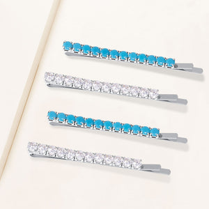 "Full of Blessings" 4.9CTW Turquoise & Cubic Zirconia Set of Four Hair Pins