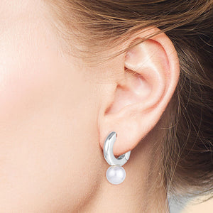 "Arelle" Pearl Drop Huggie Earrings