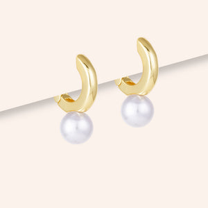 "Arelle" Pearl Drop Huggie Earrings