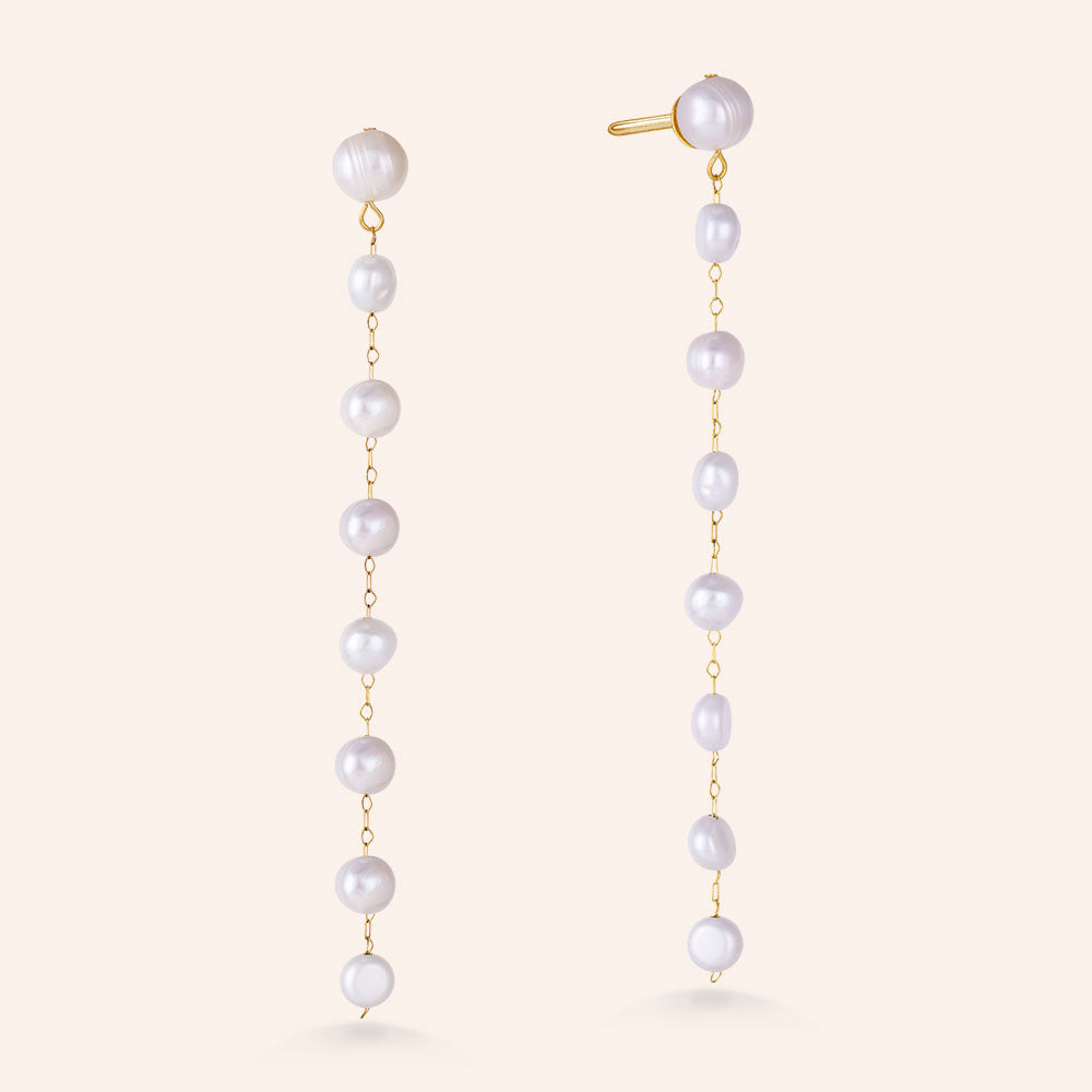 "Cici" Station Freshwater Pearls Dangling Earrings