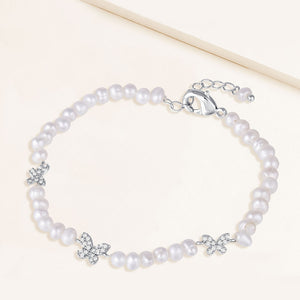 "Camila" 1.1CTW Pave Butterflies & Freshwater Pearls Bracelet