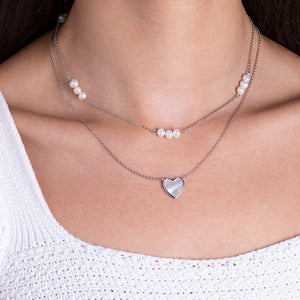 "Layla" Mother of Pearl Reversible Heart Pendant Necklace