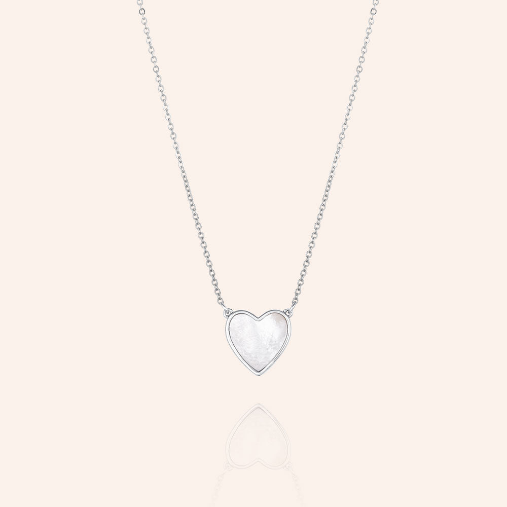 "Layla" Mother of Pearl Reversible Heart Pendant Necklace