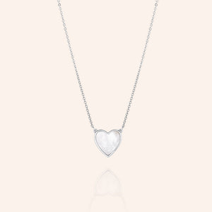 "Layla" Mother of Pearl Reversible Heart Pendant Necklace
