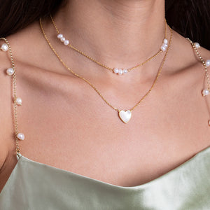 "Layla" Mother of Pearl Reversible Heart Pendant Necklace
