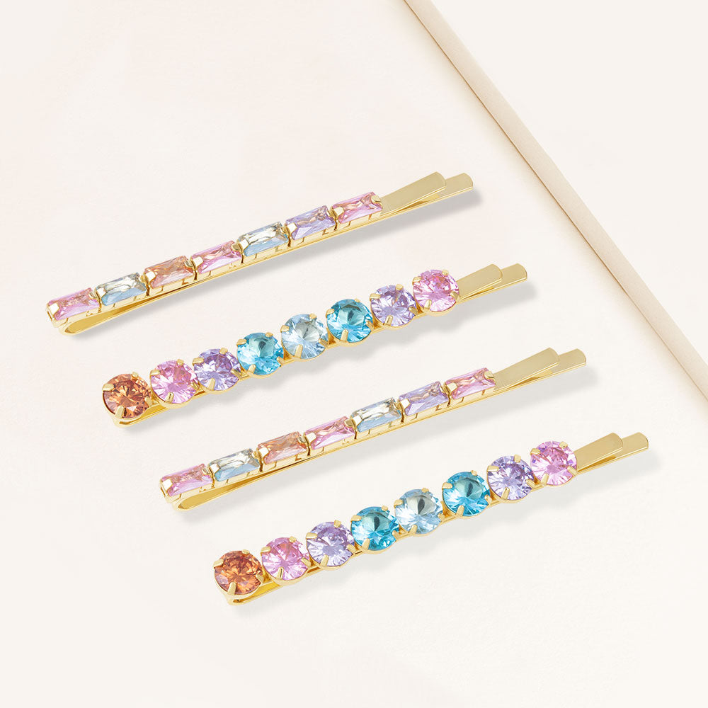 "Out & About" Ombre Set of Four 9.6CTW Round & Baguette Cut Hair Pin Set