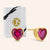 "Love you" Sterling Silver 2.1CTW Bezel-Set Heart Cut Post Earrings