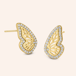 "Open Wings" Pave & Cut-out Design Butterfly Earrings