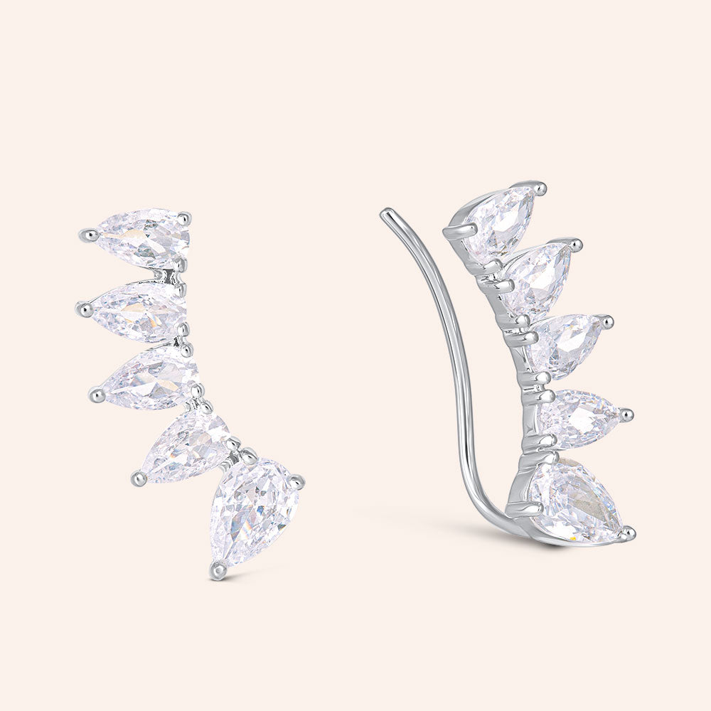 "Dream Scene" 1.9CTW Pear Cut Climber Earrings