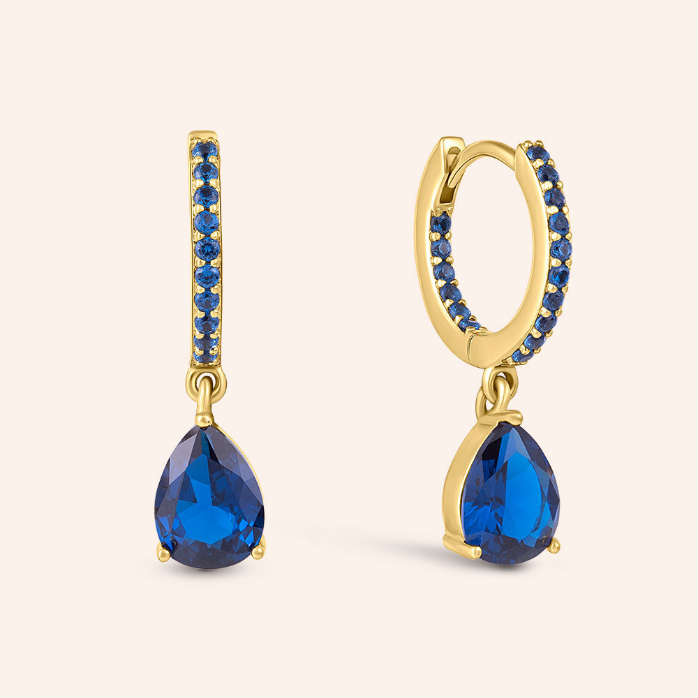 "The Charmer" 1.8CTW Pear Cut Charm Pave Hoop Earrings