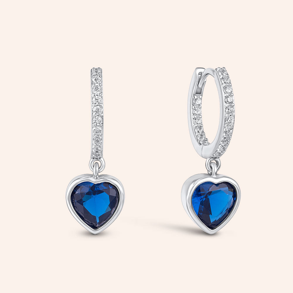 "The Charmer" 1.9CTW Heart Cut Charm Pave Hoop earrings