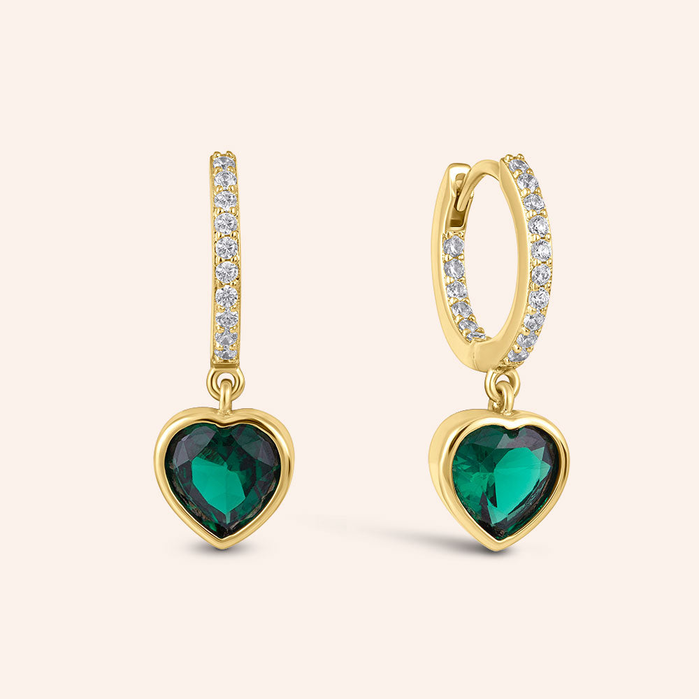 "The Charmer" 1.9CTW Heart Cut Charm Pave Hoop earrings