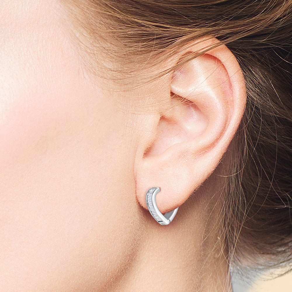 Adina 2.6CTW Baguette Cut Heart 0.55 Huggie Earrings
