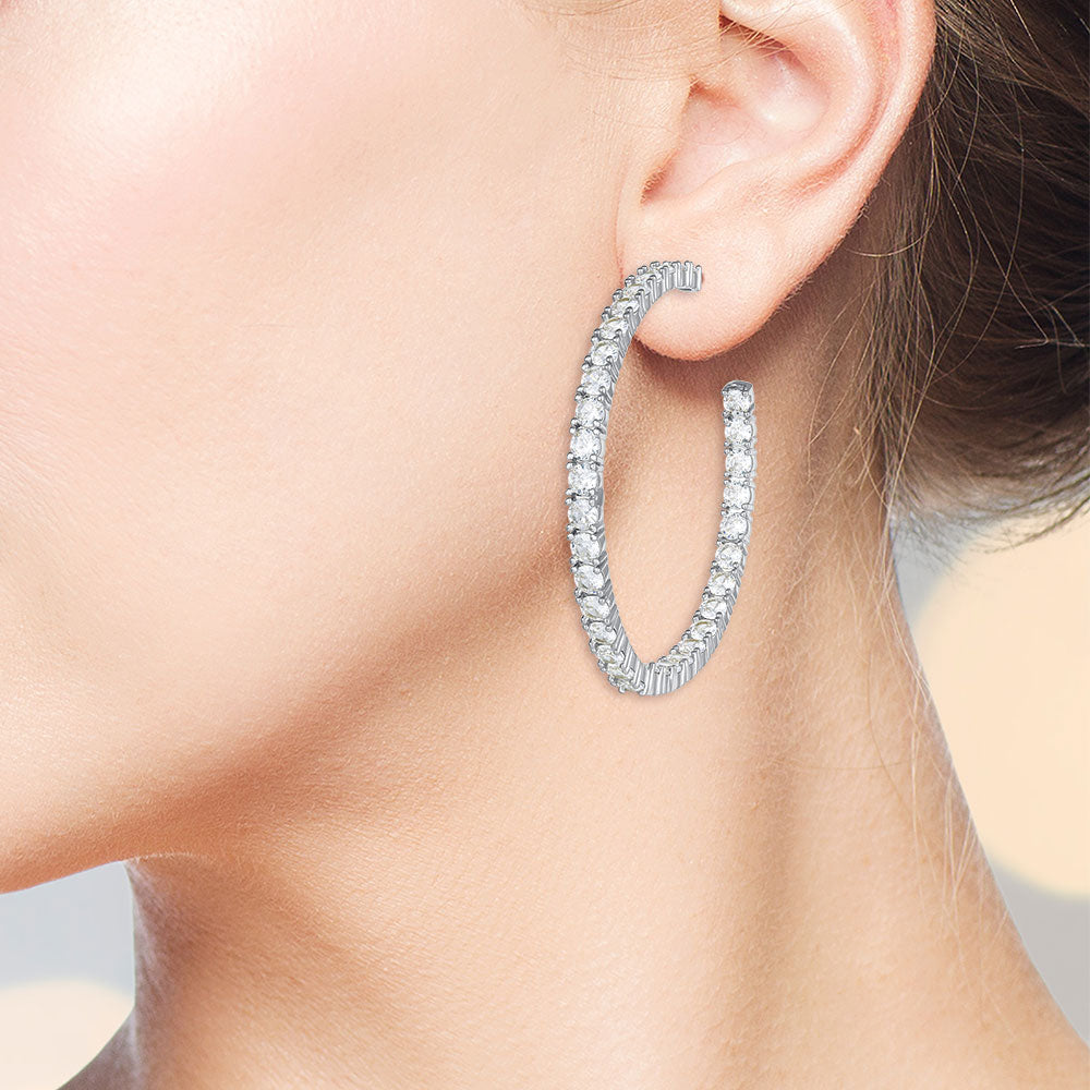 "Queen of Hearts" 3.74CTW Round Cut Inside-Outside 2" Hoops