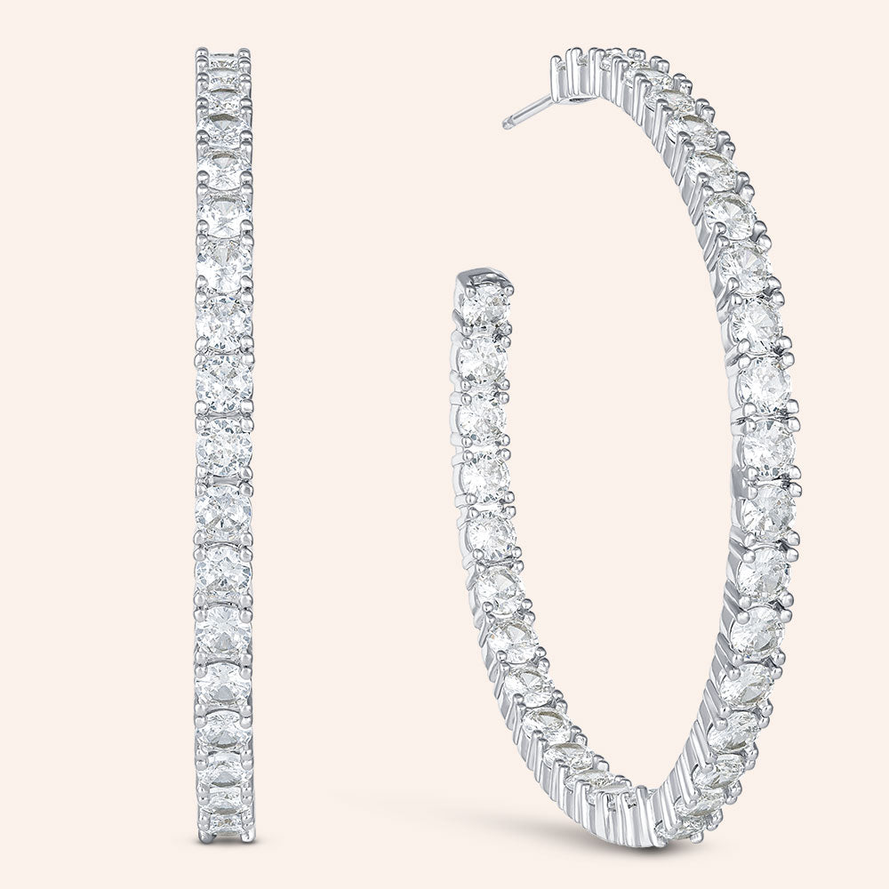 "Queen of Hearts" 3.74CTW Round Cut Inside-Outside 2" Hoops