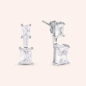 "Trendy Lux" 2.4CTW Emerald Cut Front Back Earrings