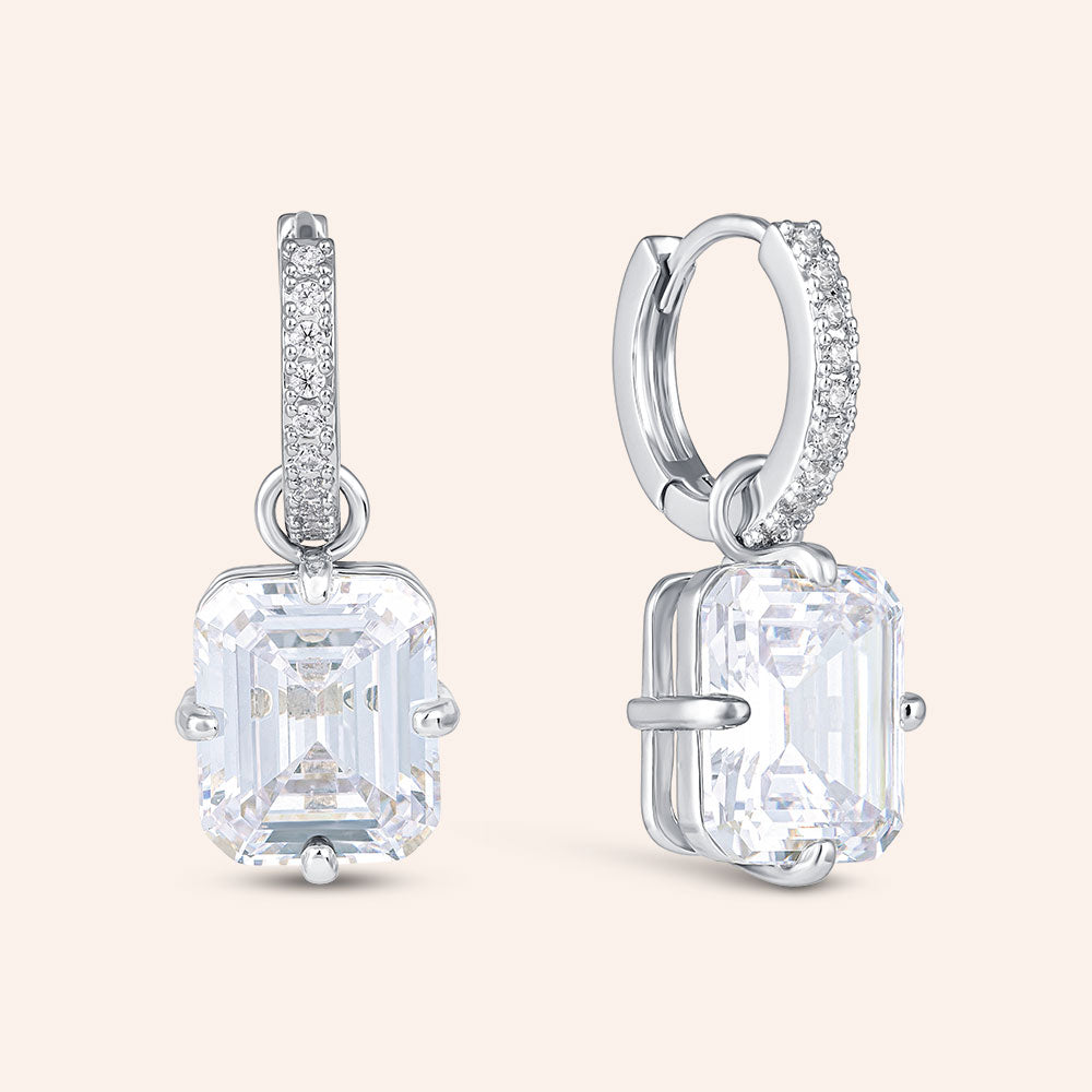 "The Monarch" 6.4CTW Emerald Cut Pave Dangling Earrings