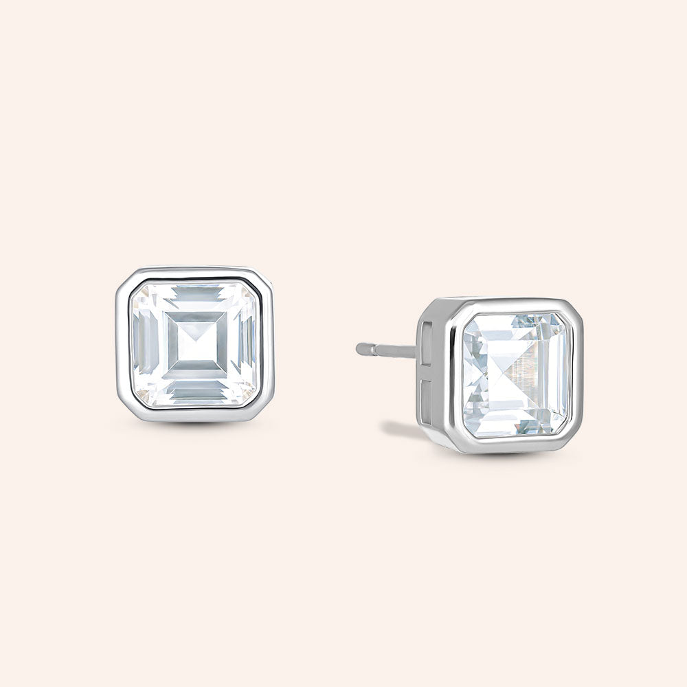 "Brigitte" 1.41CTW Asher Cut Bezel-set Post Earrings