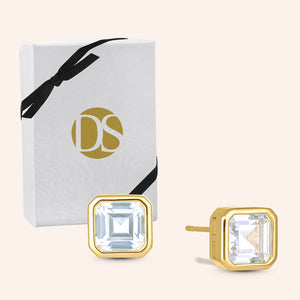 "Brigitte" 1.41CTW Asher Cut Bezel-set Post Earrings