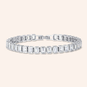 "Monroe" 7.4CTW Bezel-set Emerald Cut Tennis Bracelet -Includes Extender