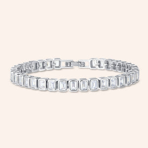 "Monroe" 7.4CTW Bezel-set Emerald Cut Tennis Bracelet -Includes Extender