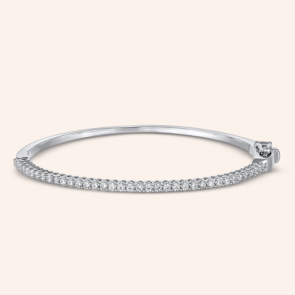 "1-Row Classic" 3.2CTW Hinged Bangle Bracelet