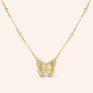 "In the Claud's" Pave Butterfly Pendant Necklace