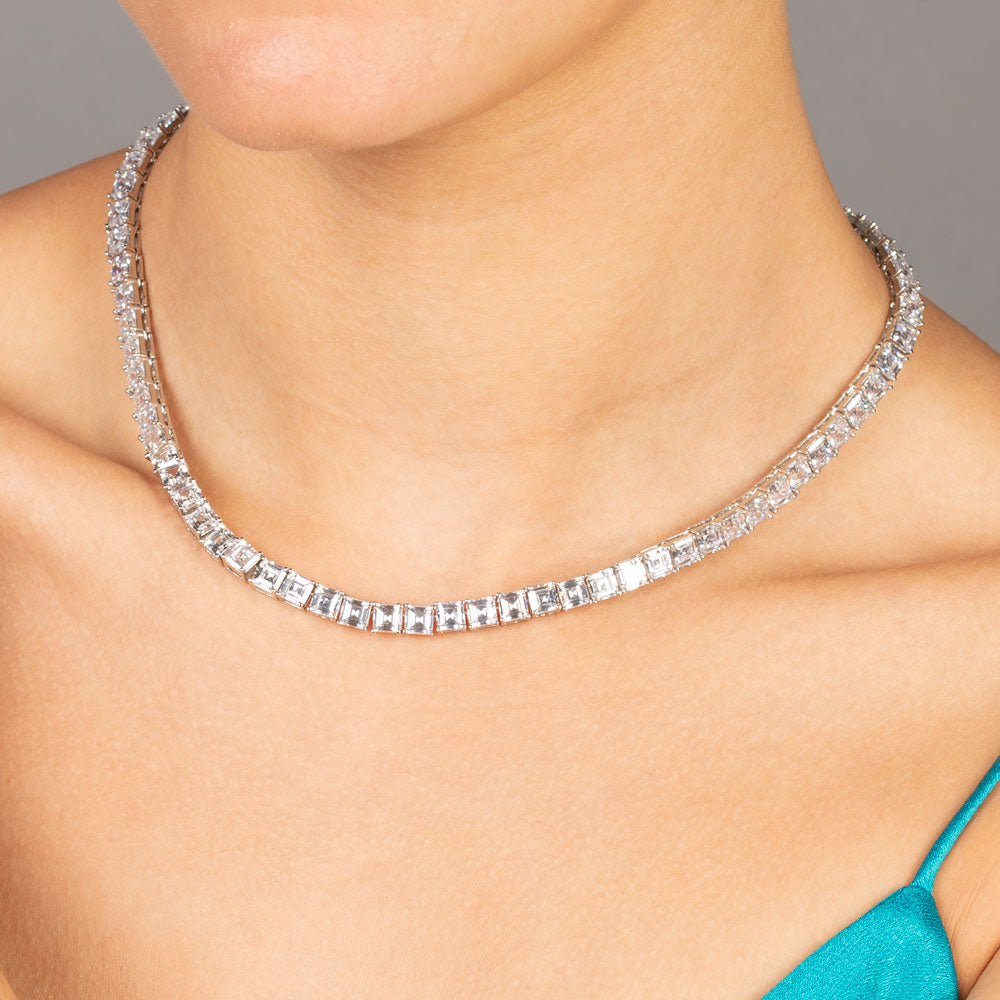 Princess cut diamond tennis necklace deals