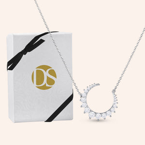 "Dreams" 1.8CTW Round Cut Crescent Moon Necklace