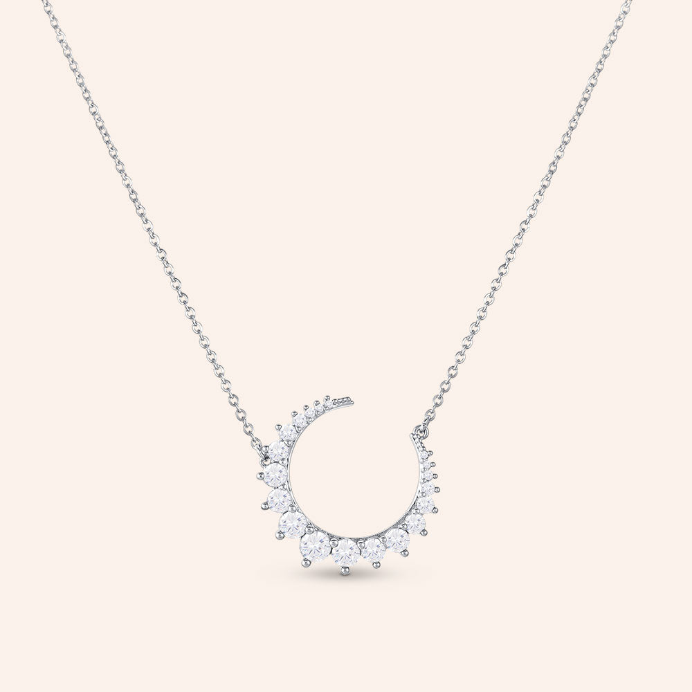 "Dreams" 1.8CTW Round Cut Crescent Moon Necklace