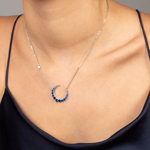 "Dreams" 1.8CTW Round Cut Crescent Moon Necklace