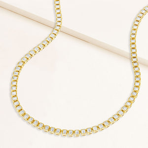 "Monroe" 18.5CTW Bezel-set Emerald Cut Tennis Necklace - Includes Extenders