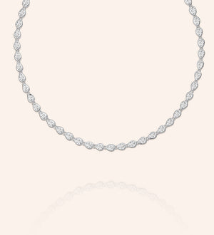 "Paloma" 19.5CTW Bezel-Set Pear Cut Tennis Necklace - Includes Extenders