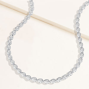 "Paloma" 19.5CTW Bezel-Set Pear Cut Tennis Necklace - Includes Extenders