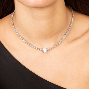 "Legend"  18.5CTW Emerald or Heart Cut Tennis Necklace