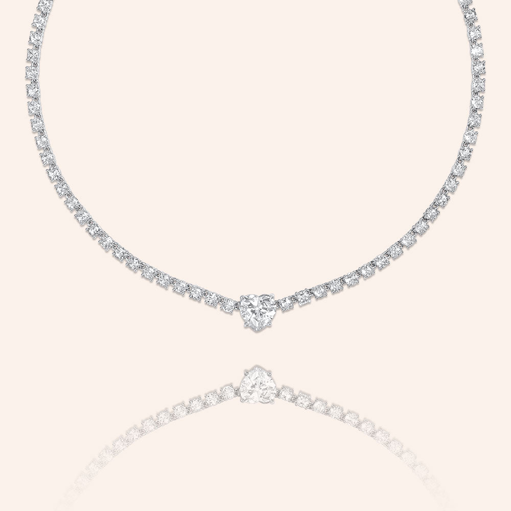 "Legend" 18.5CTW Heart Cut Tennis Necklace