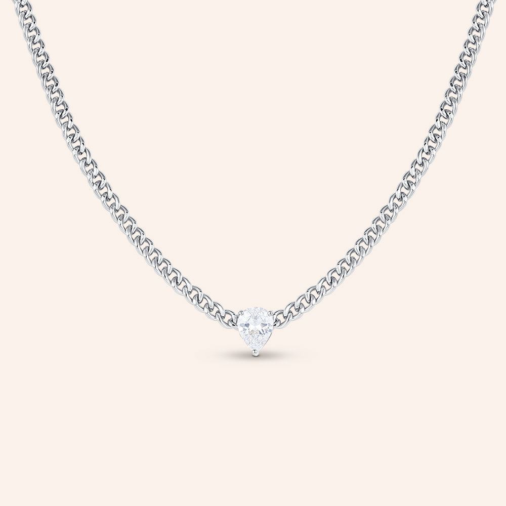 "Daphne" 2.4CTW Pear Cut Curb Chain Necklace - Includes Extender