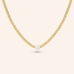 "Daphne" 2.4CTW Pear Cut Curb Chain Necklace - Includes Extender