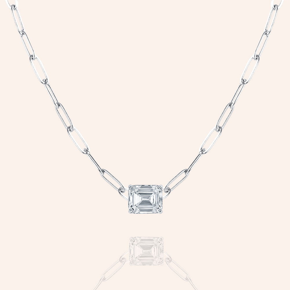 "Obsession" 4.7CTW Emerald Cut Solitaire Pendant Necklace