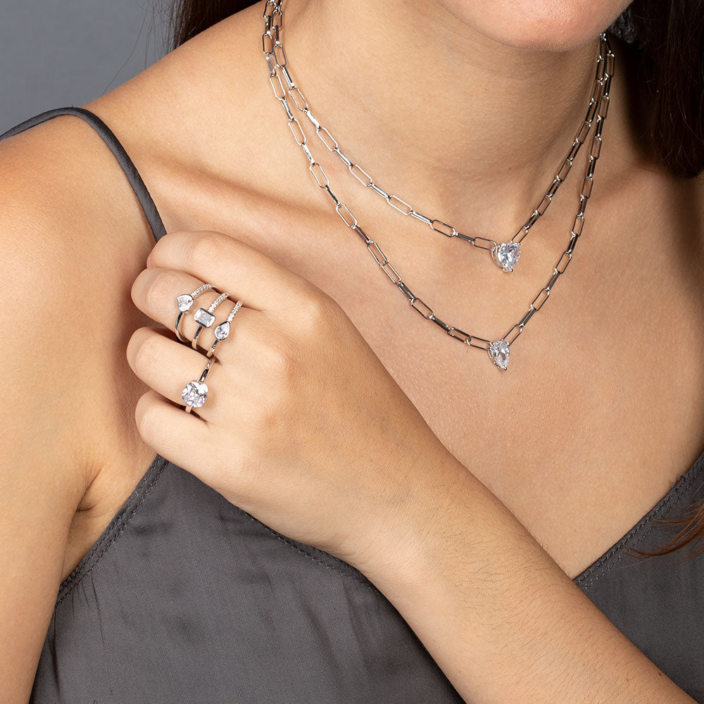 "Obsession" 3.0CTW Pear Cut Solitaire Pendant Necklace